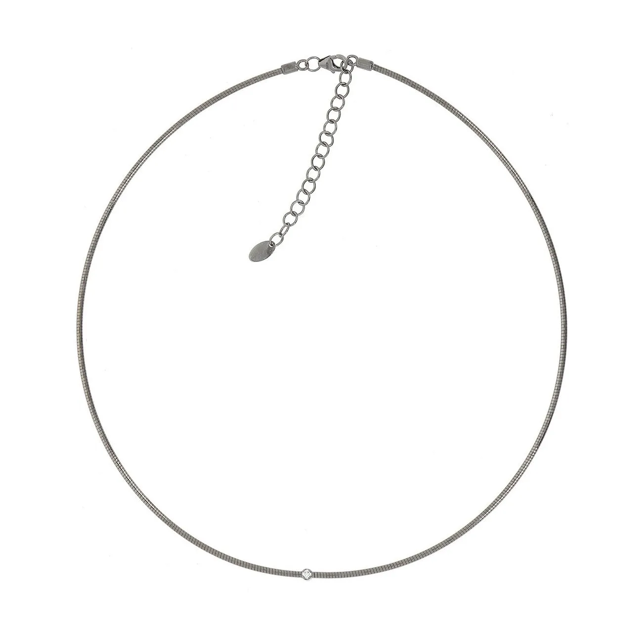 DNA Ruthenium Plated Sterling Silver and Diamond Necklace