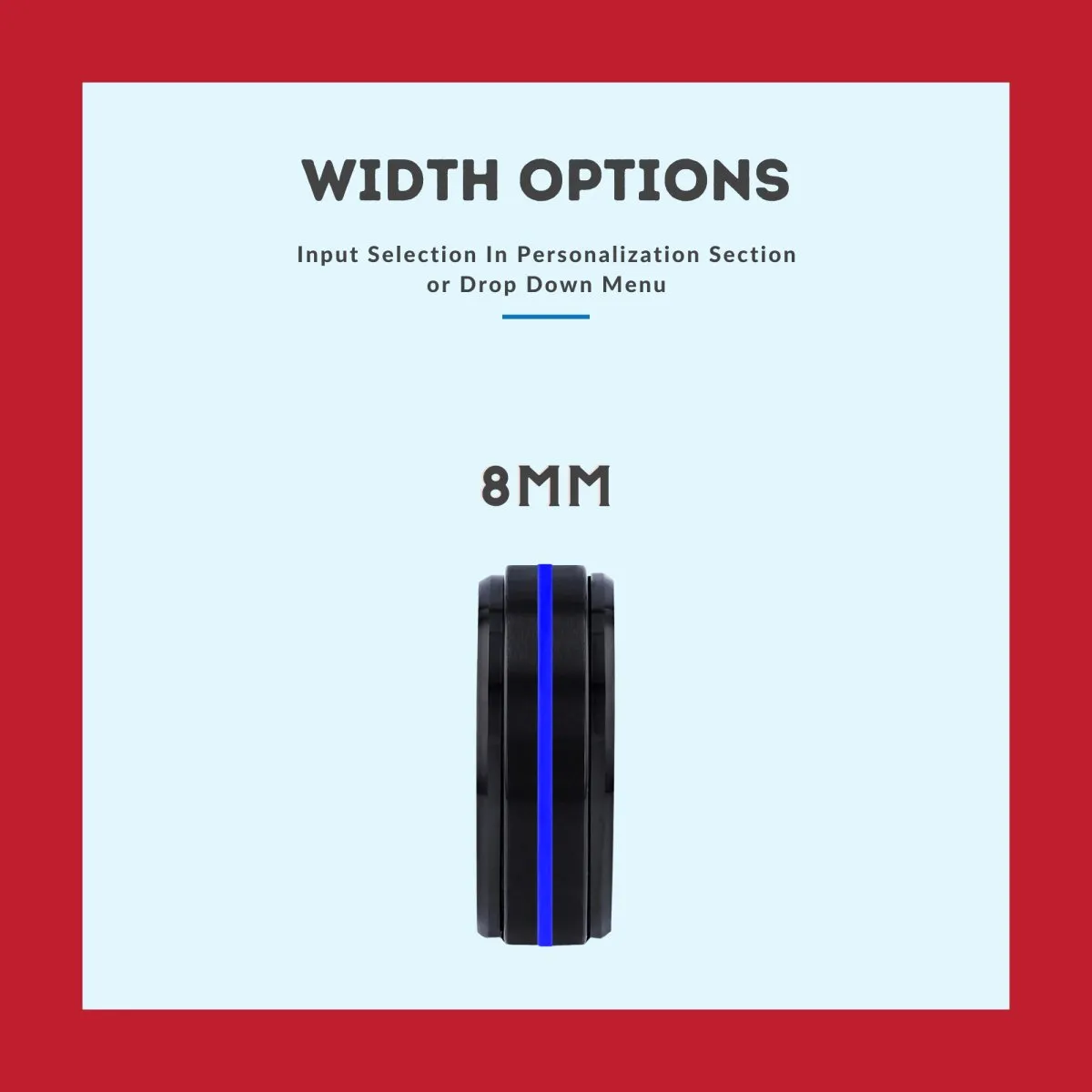 DOC | IRON Wood, Black Tungsten Ring, Blue Groove, Stepped Edge