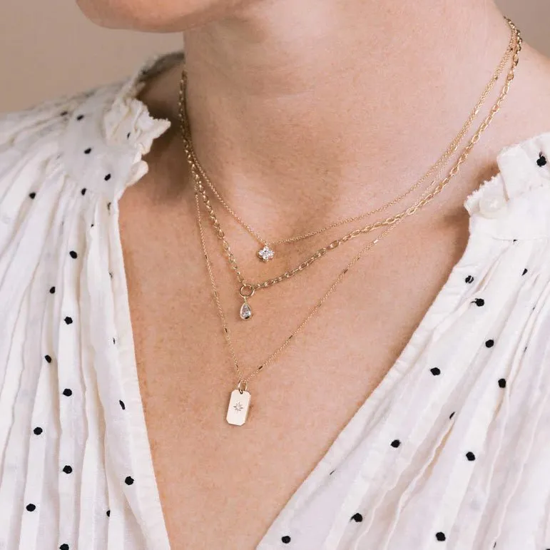 Dog Tag Necklace with Star-Set Diamond