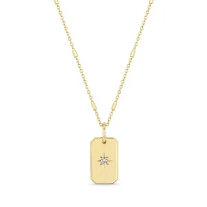 Dog Tag Necklace with Star-Set Diamond