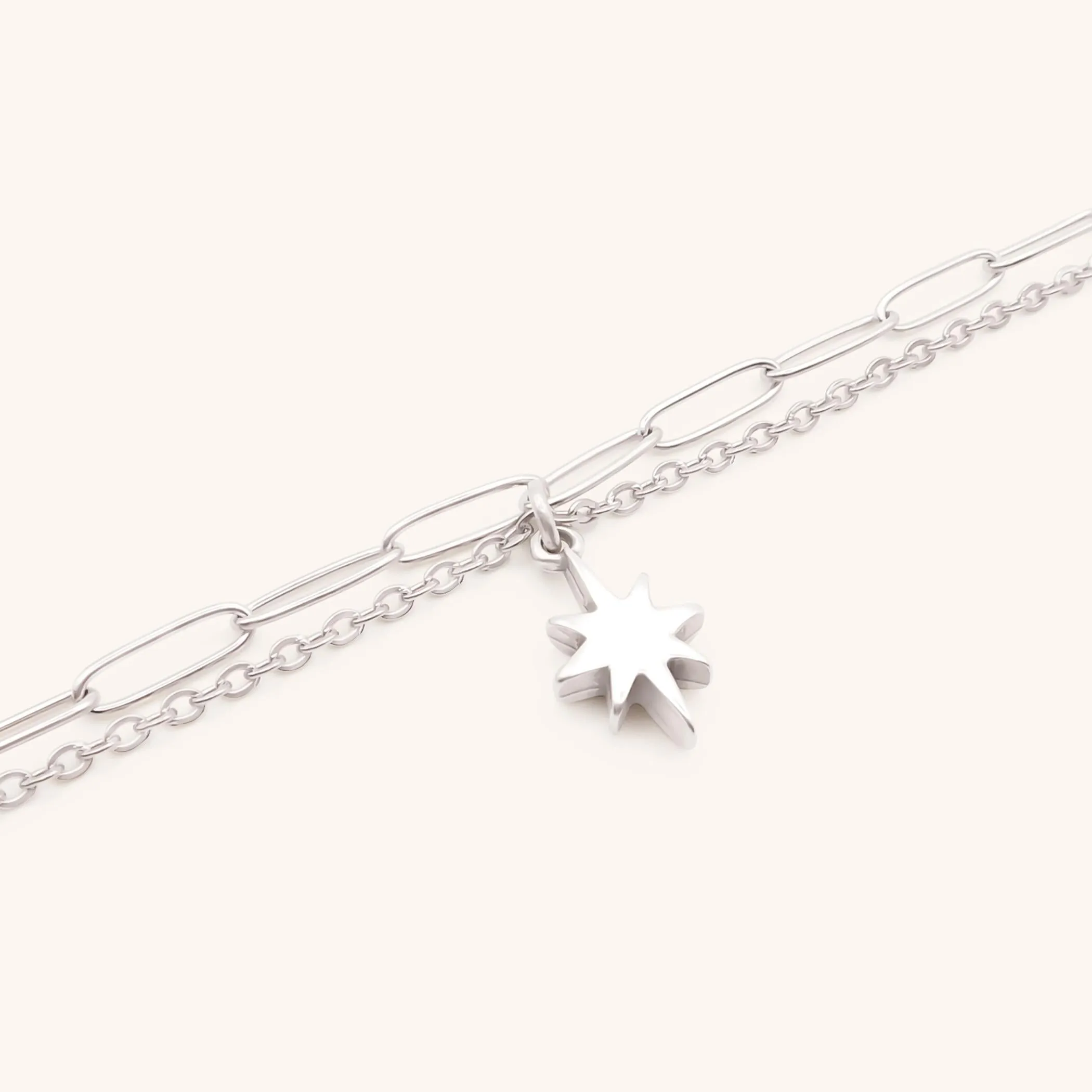 Double Chain Cosmic Starburst Bracelet, Silver
