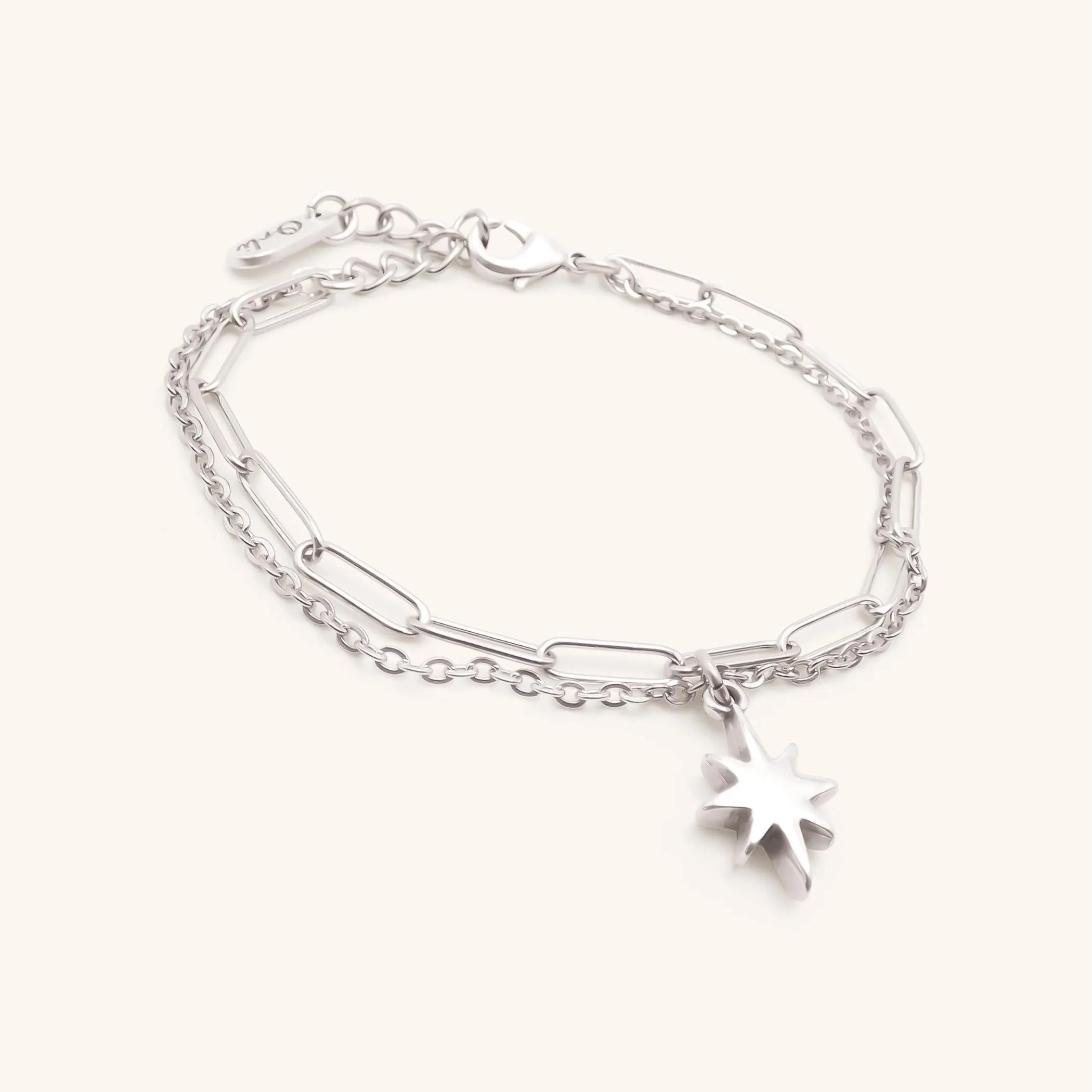 Double Chain Cosmic Starburst Bracelet, Silver