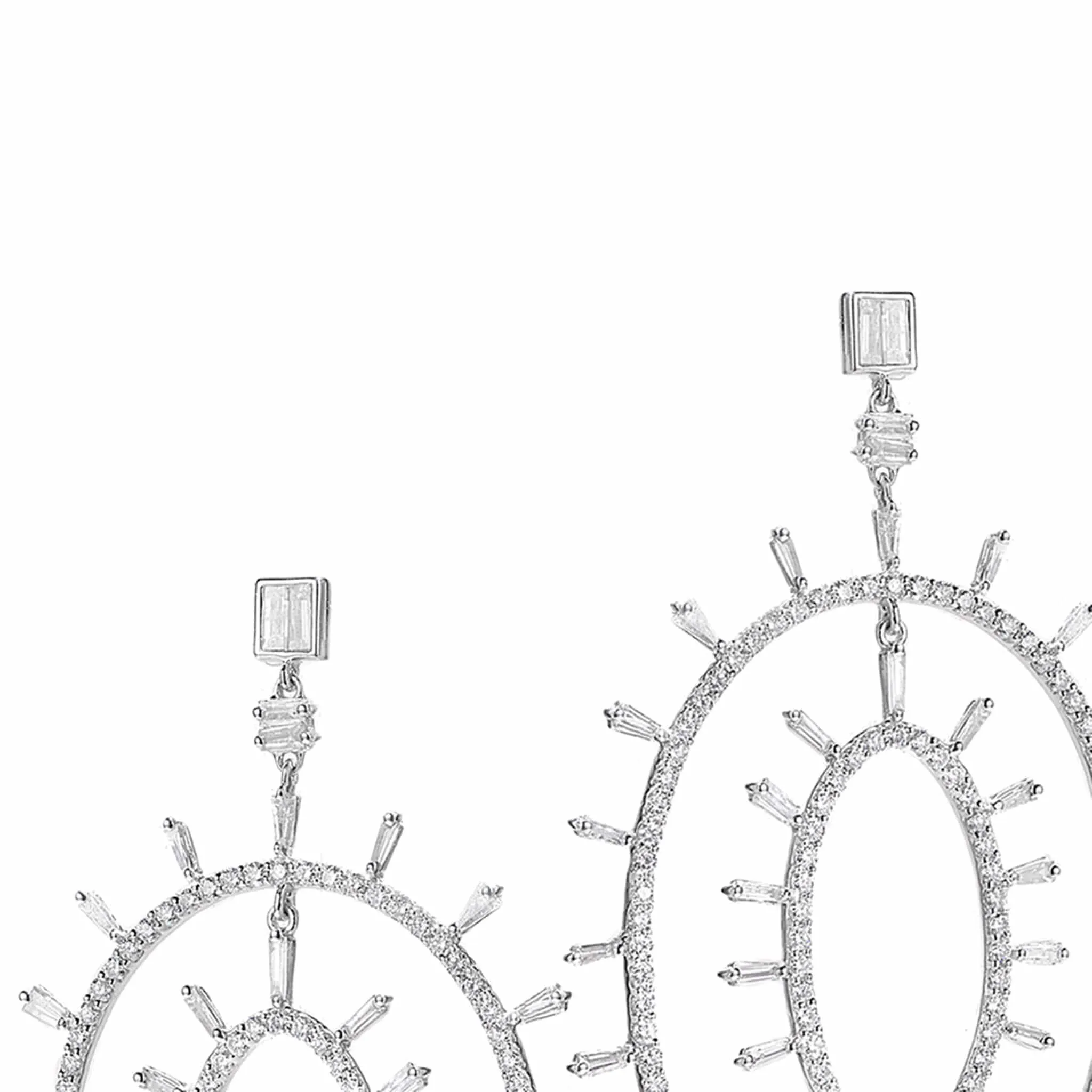 Double Diamond Hoop Earrings