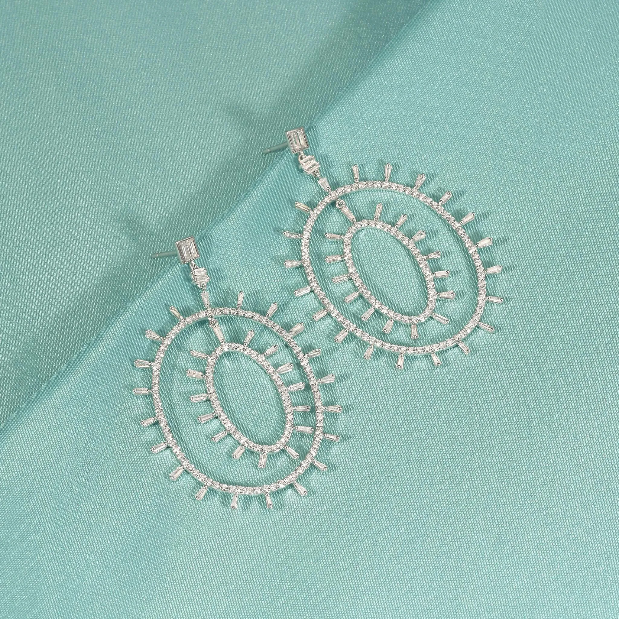 Double Diamond Hoop Earrings