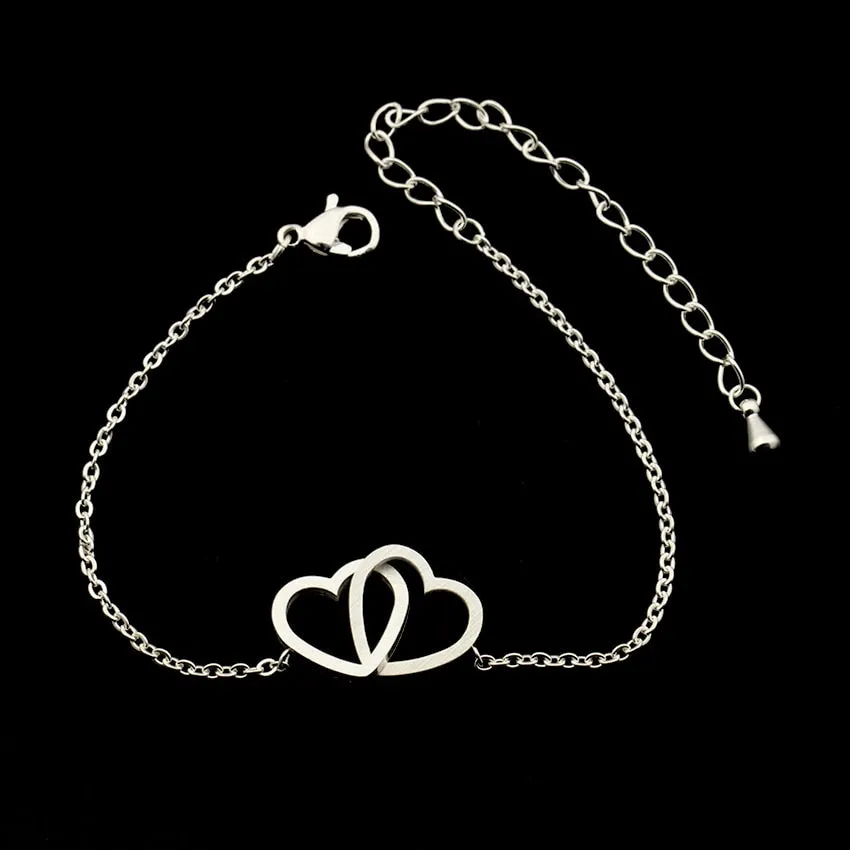 Double Heart Charm Bracelet