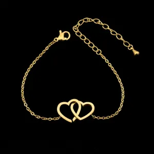 Double Heart Charm Bracelet