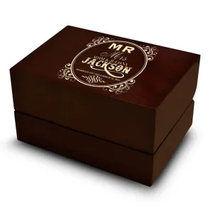 Double Ring Box Wedding Rings Holder Brown Wood Personalized Two Rings