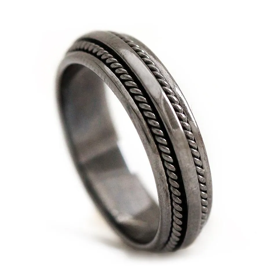 Double twist- black wedding bands