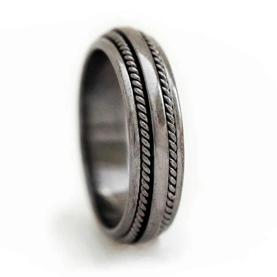 Double twist- black wedding bands