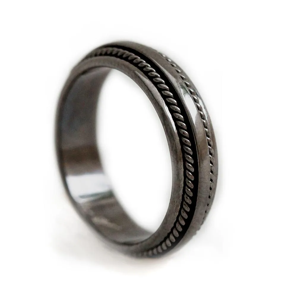 Double twist- black wedding bands