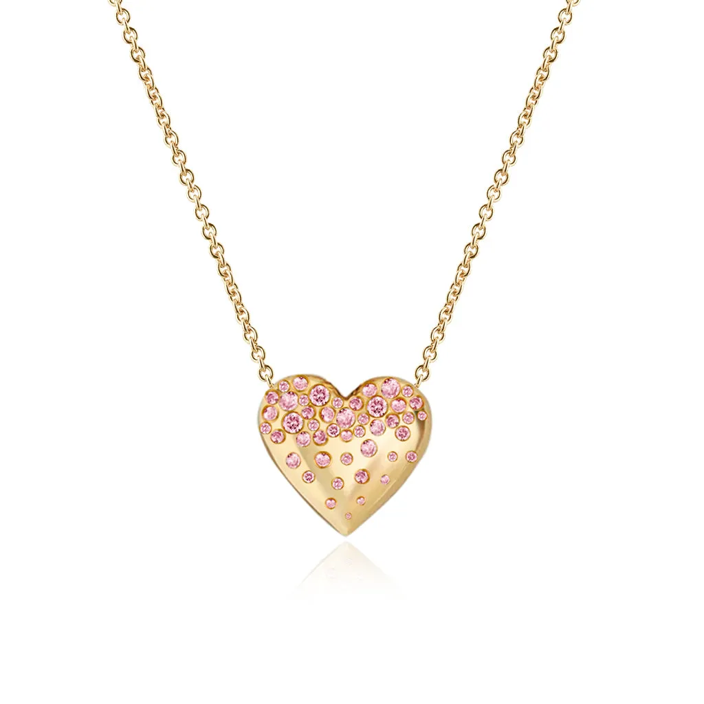 Dripping Scattered Gemstone Heart Necklace