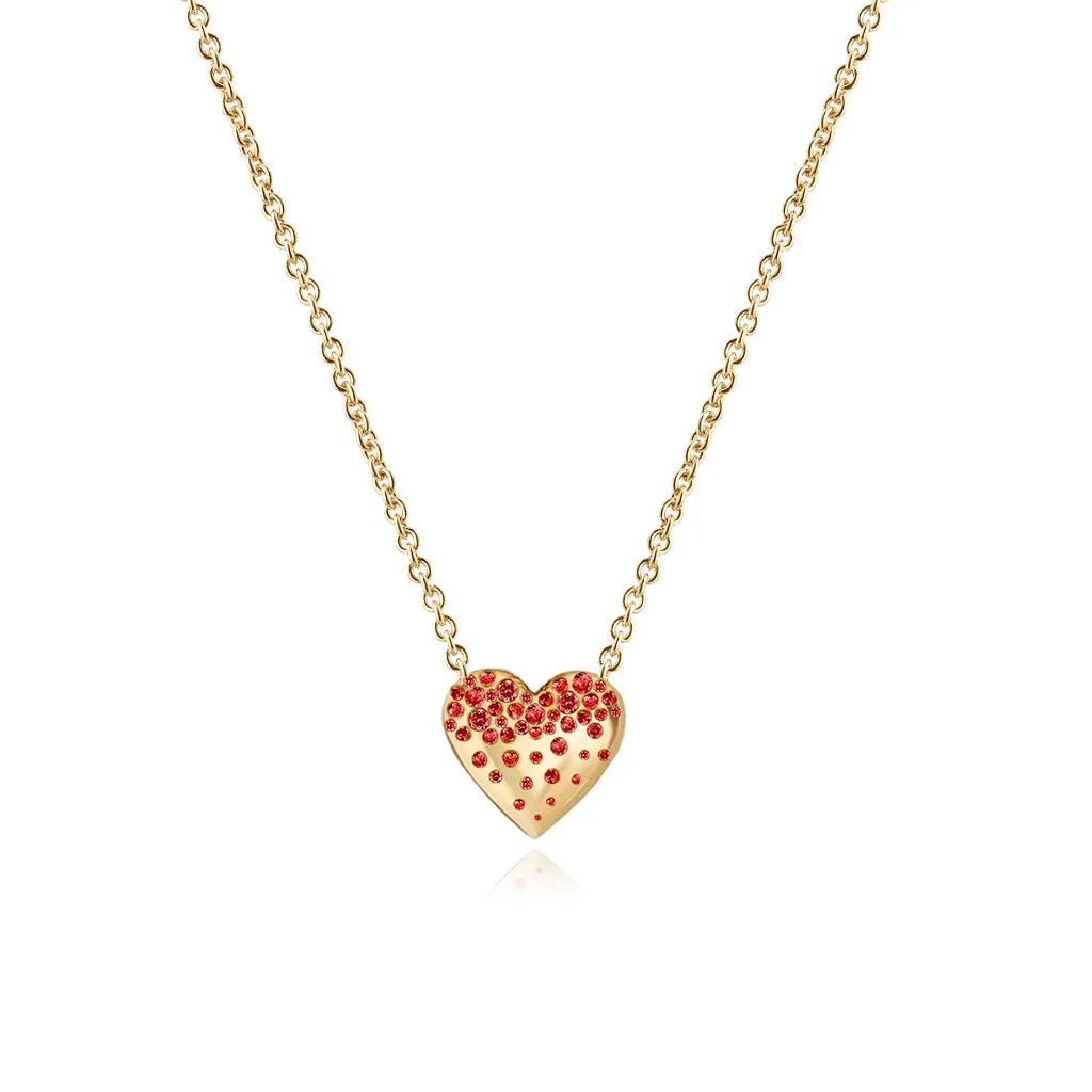 Dripping Scattered Gemstone Heart Necklace