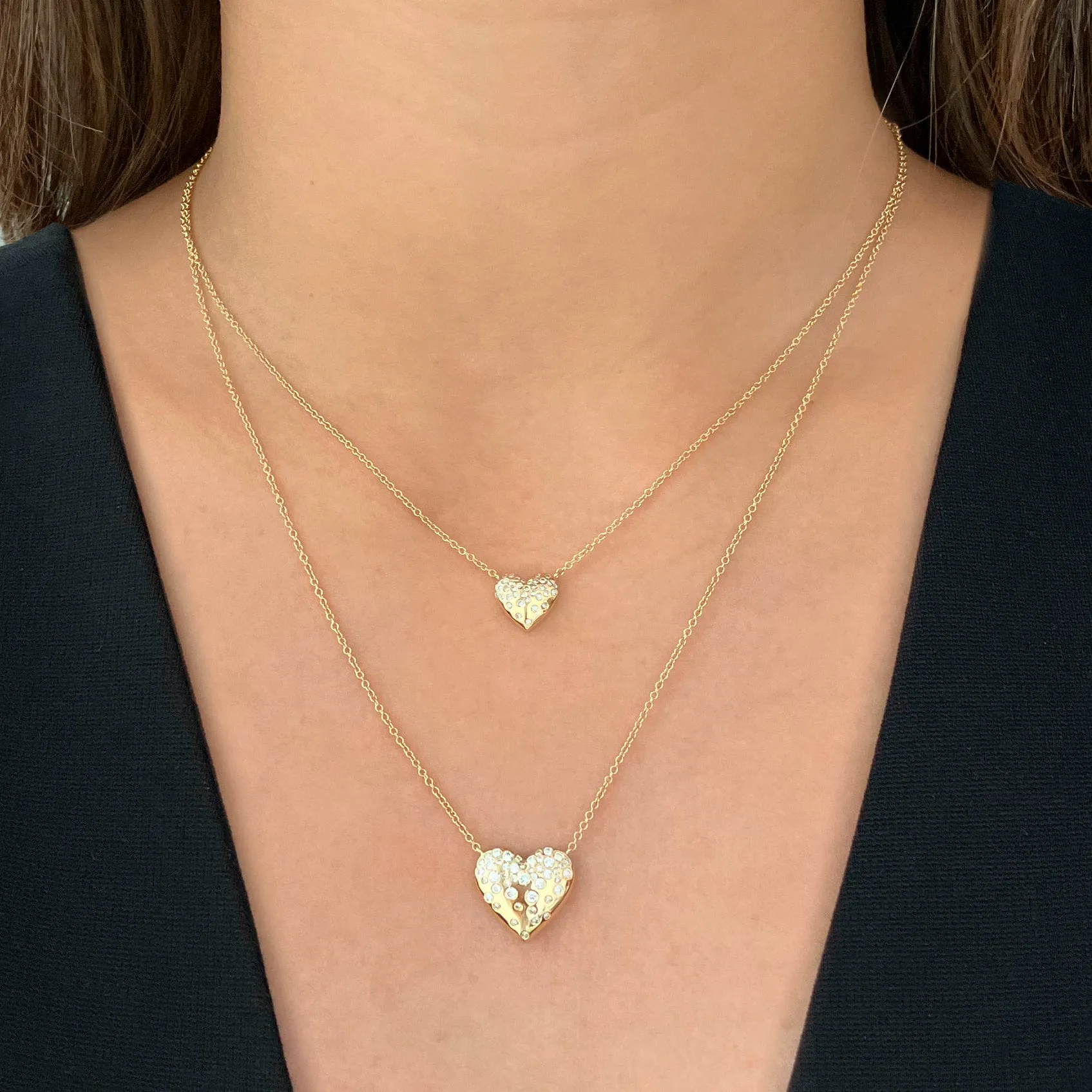 Dripping Scattered Heart Necklace