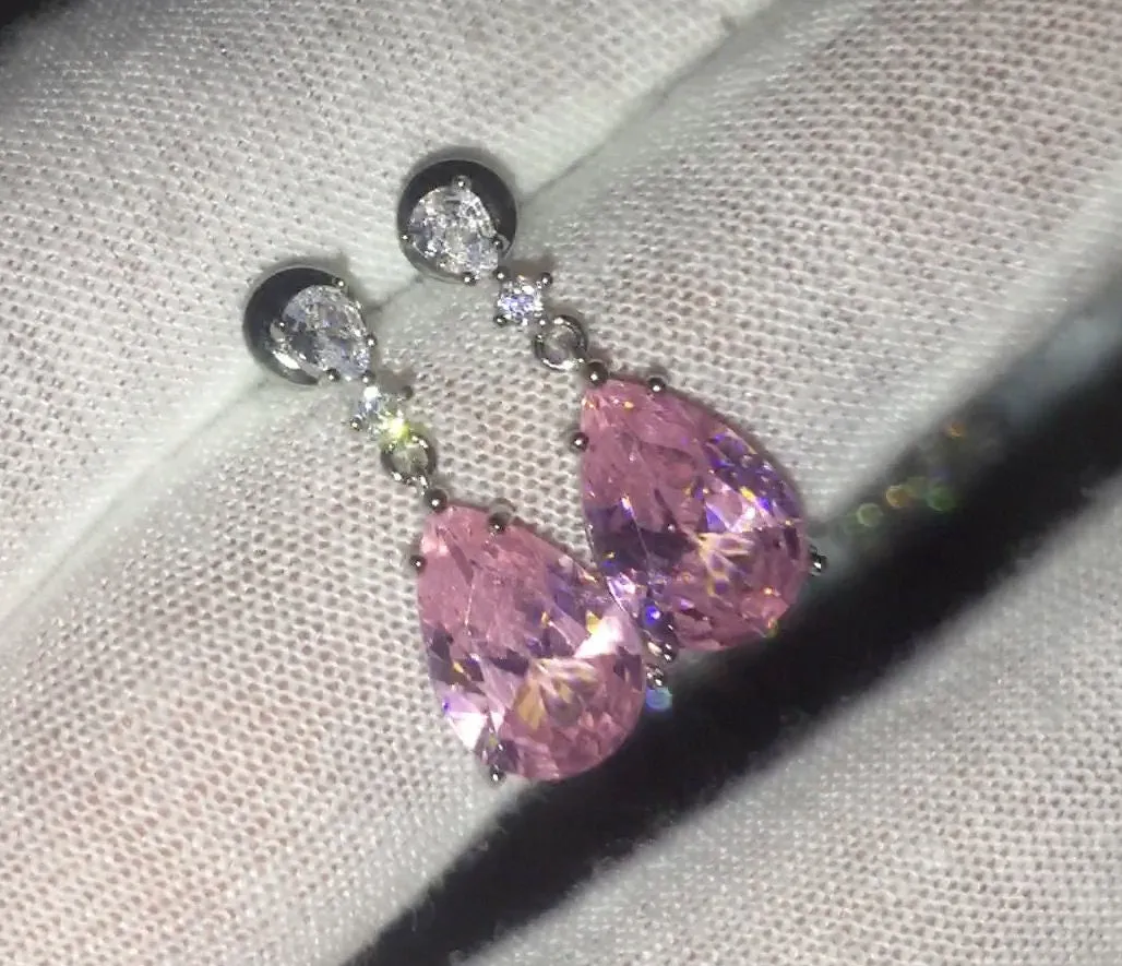Drop Earrings | Pear Shape Earrings | Teardrop Earrings | Pink Diamond Earrings | Teardrop Earrings | Womens Earrings | Dangle Earrings