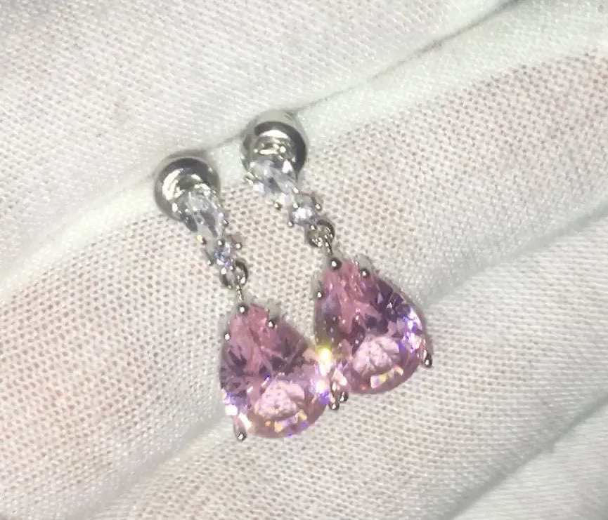Drop Earrings | Pear Shape Earrings | Teardrop Earrings | Pink Diamond Earrings | Teardrop Earrings | Womens Earrings | Dangle Earrings
