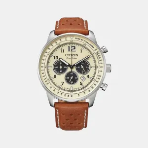 Eco-Drive Men's Cream Leather Chronograph Watch CA4500-16X