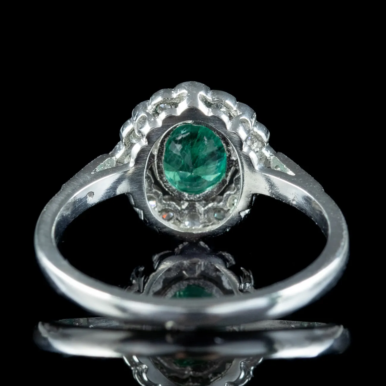 Edwardian Style Emerald Diamond Cluster Ring 0.70ct Emerald