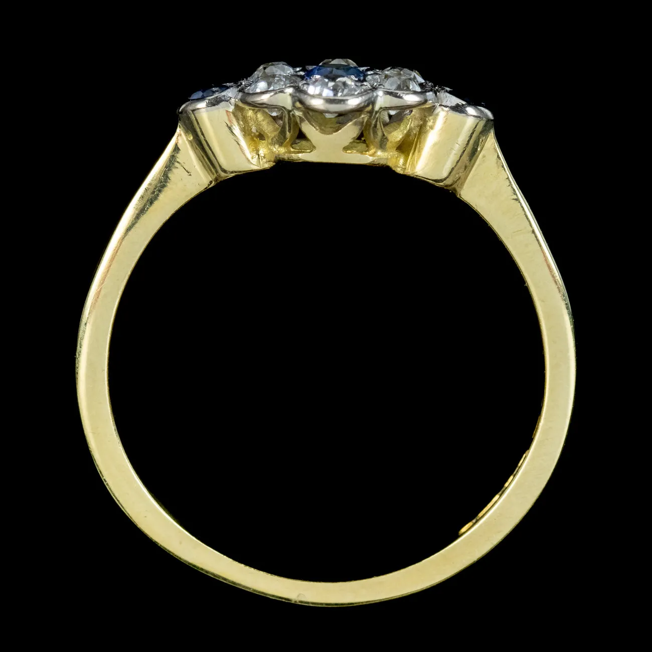 Edwardian Style Sapphire Diamond Daisy Cluster Ring