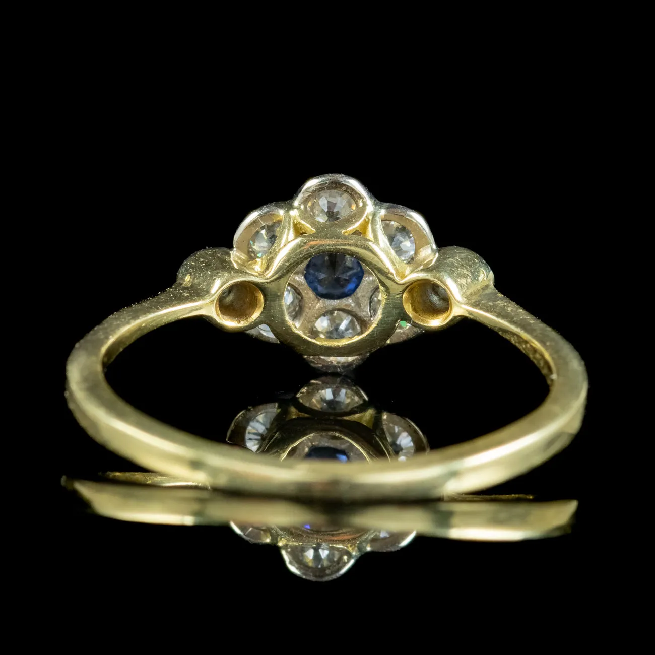Edwardian Style Sapphire Diamond Daisy Cluster Ring