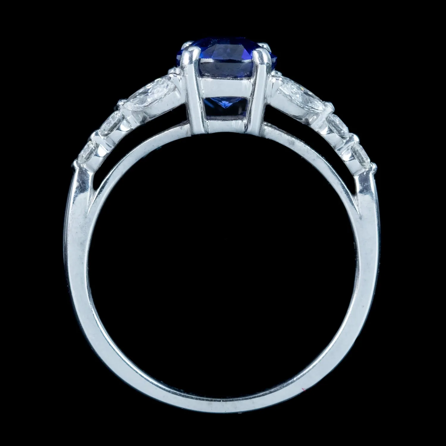 Edwardian Style Sapphire Diamond Ring 0.80ct Blue Sapphire