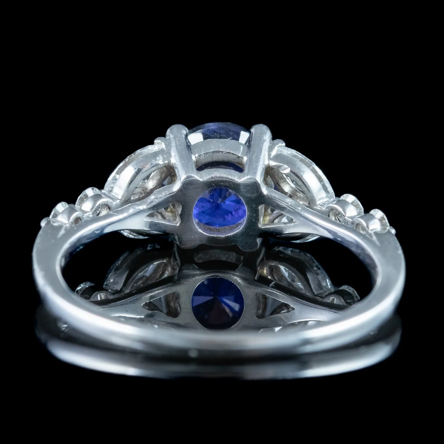 Edwardian Style Sapphire Diamond Ring 0.80ct Blue Sapphire