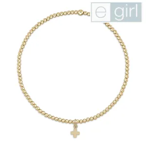 egirl Classic Gold 2mm Bead Bracelet Signature Cross Charm