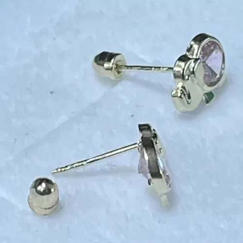 Elephant Stud Earrings 14K Solid Yellow Gold With Safety Backing