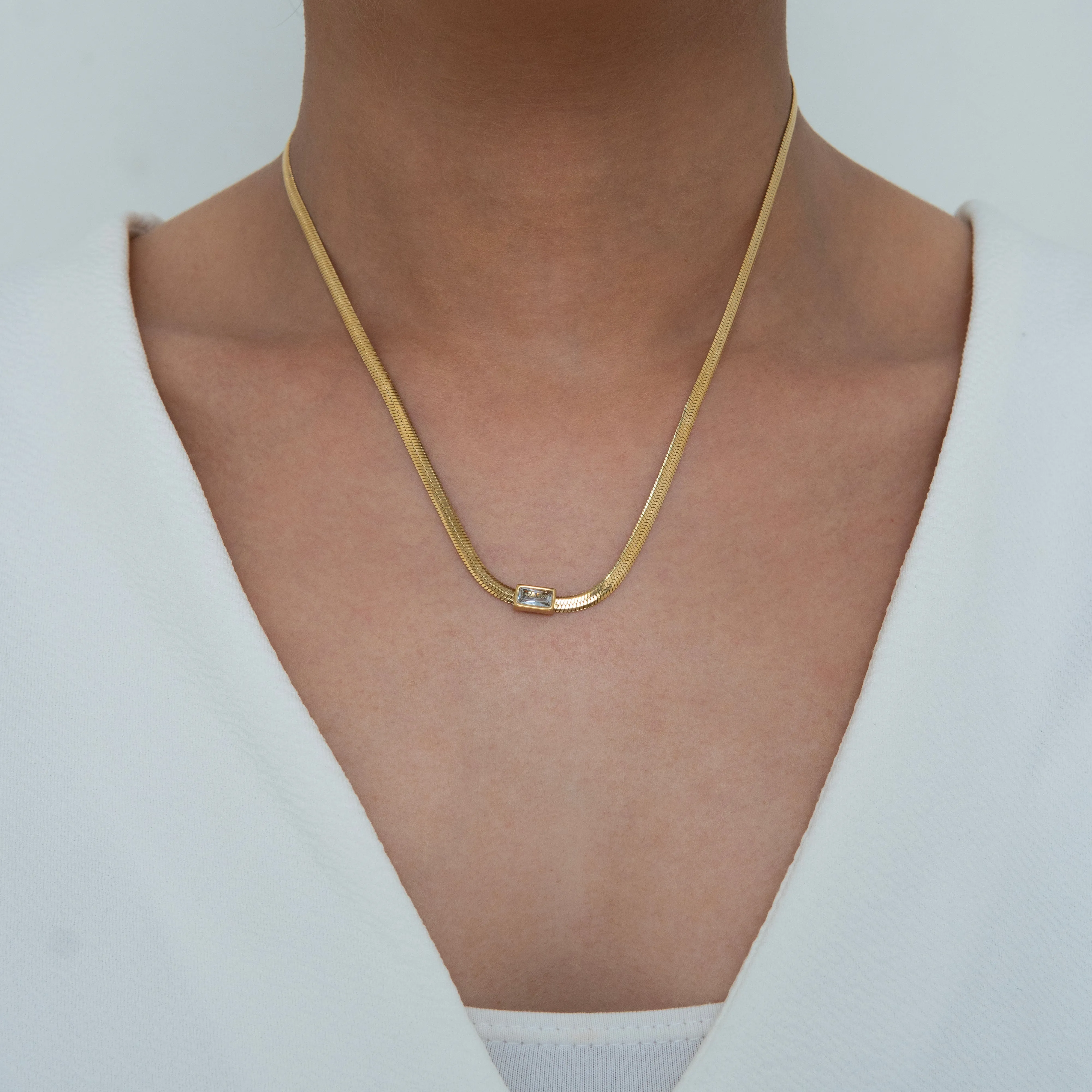 Elite Stone Snake Necklace Gold Plated, Waterproof and Anti-Tarnish