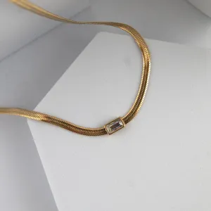 Elite Stone Snake Necklace Gold Plated, Waterproof and Anti-Tarnish