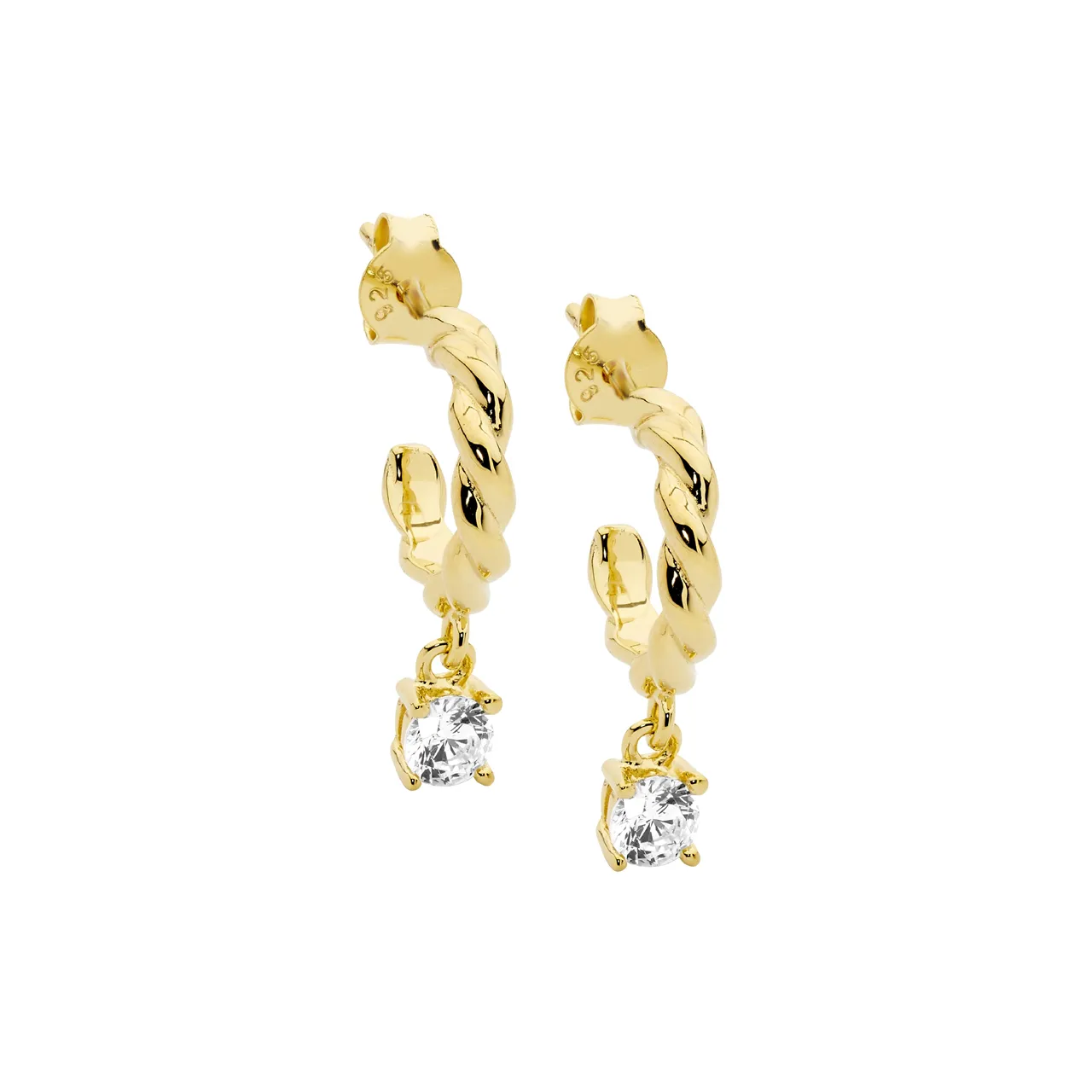 Ellani Hoop Earrings with Cubic Zirconia Drop