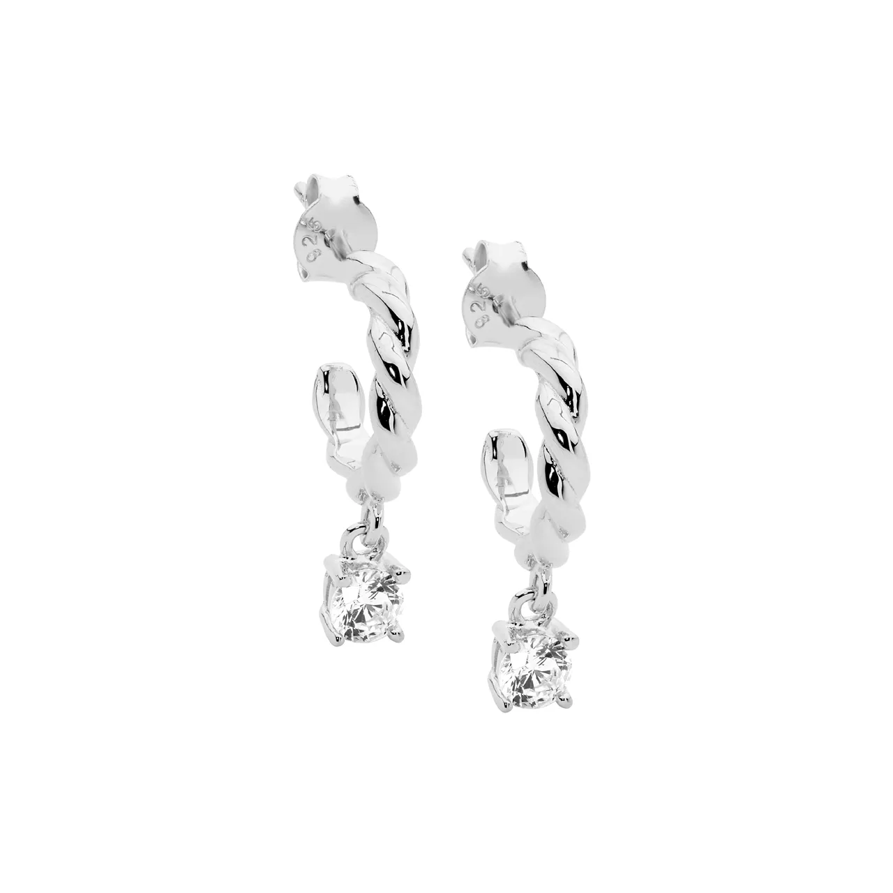Ellani Hoop Earrings with Cubic Zirconia Drop
