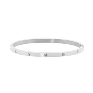 Ellani Stainless Steel CZ Hinged Bangle SB180S