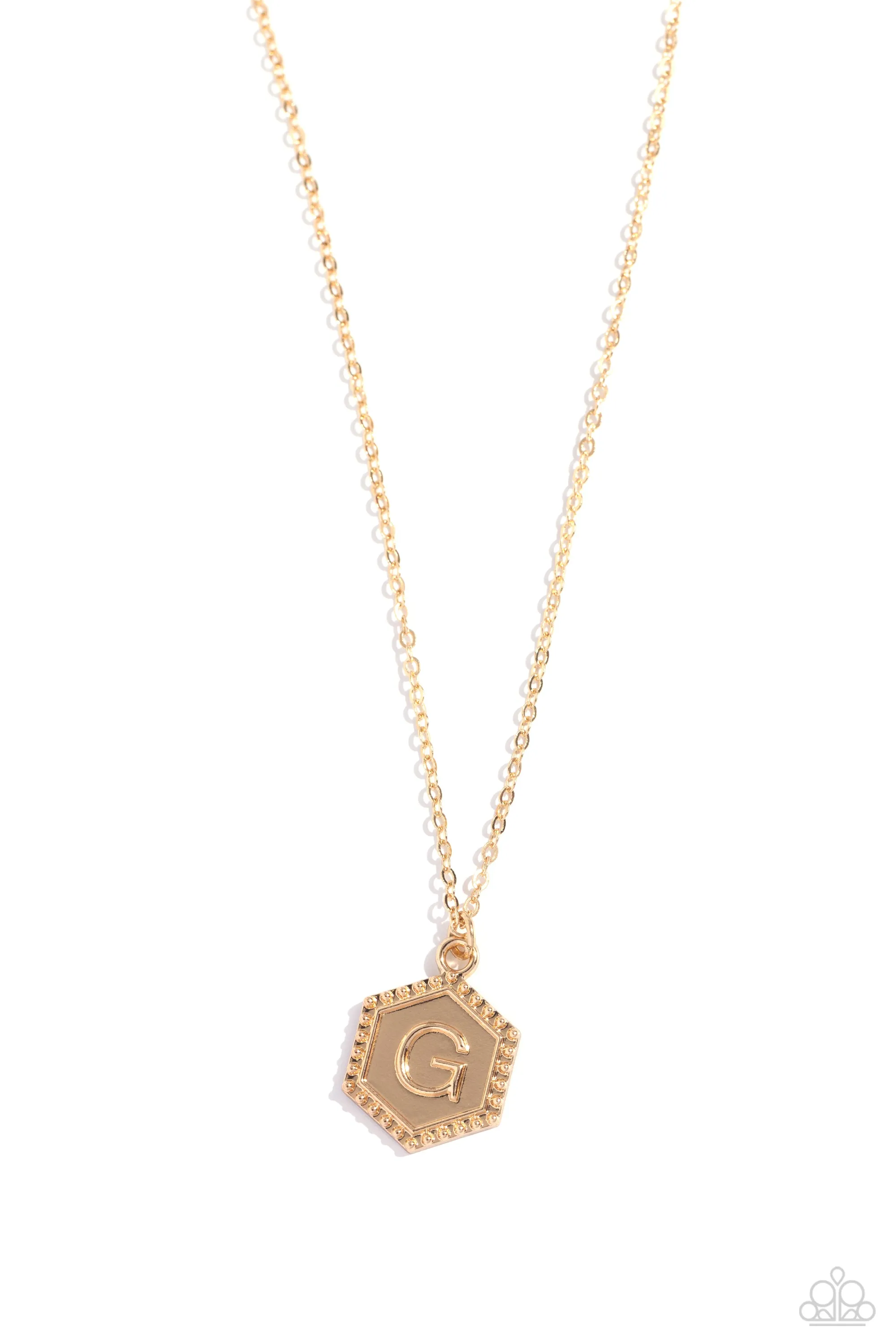 Emblematic Elegance - Gold - G - Initial Pendant Paparazzi Short Necklace