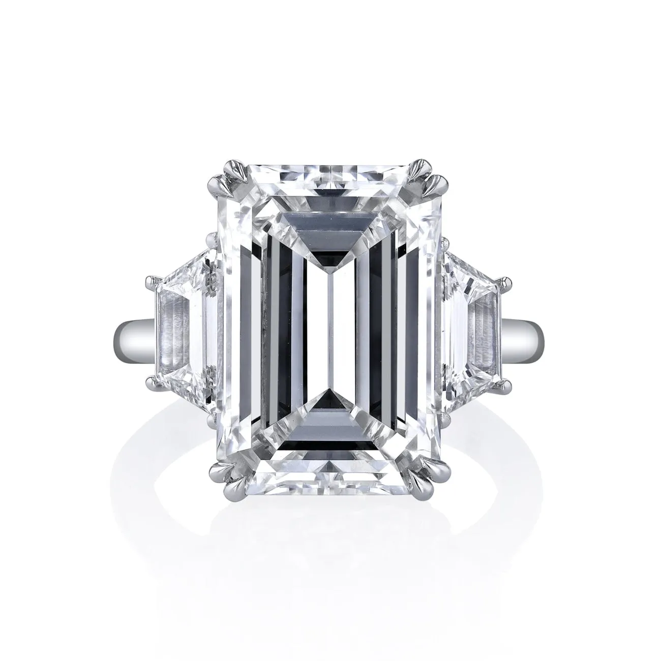 Emerald Cut 9.26 ct Platinum Three Stone Diamond Engagement Ring (Pre-Order)