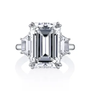 Emerald Cut 9.26 ct Platinum Three Stone Diamond Engagement Ring (Pre-Order)