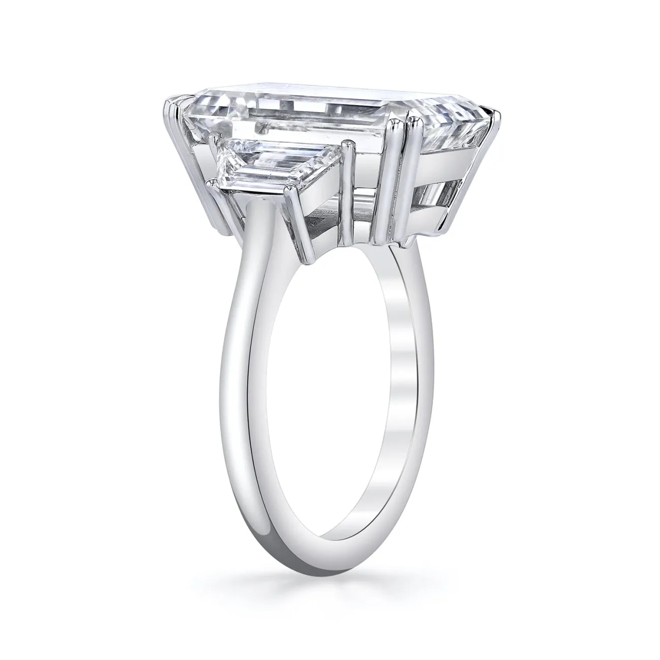 Emerald Cut 9.26 ct Platinum Three Stone Diamond Engagement Ring (Pre-Order)