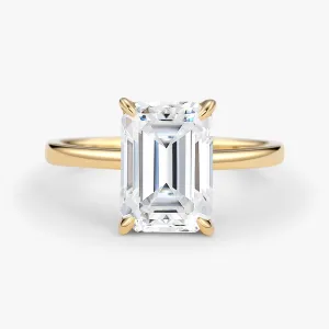 Emerald Cut Moissanite Solitaire Engagement Ring
