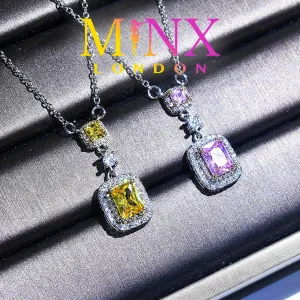 Emerald Diamond Necklace | Womens Emerald Necklace | Emerald Necklace | Pink Diamond Pendant | Yellow Diamond Necklace | Emerald Pendant