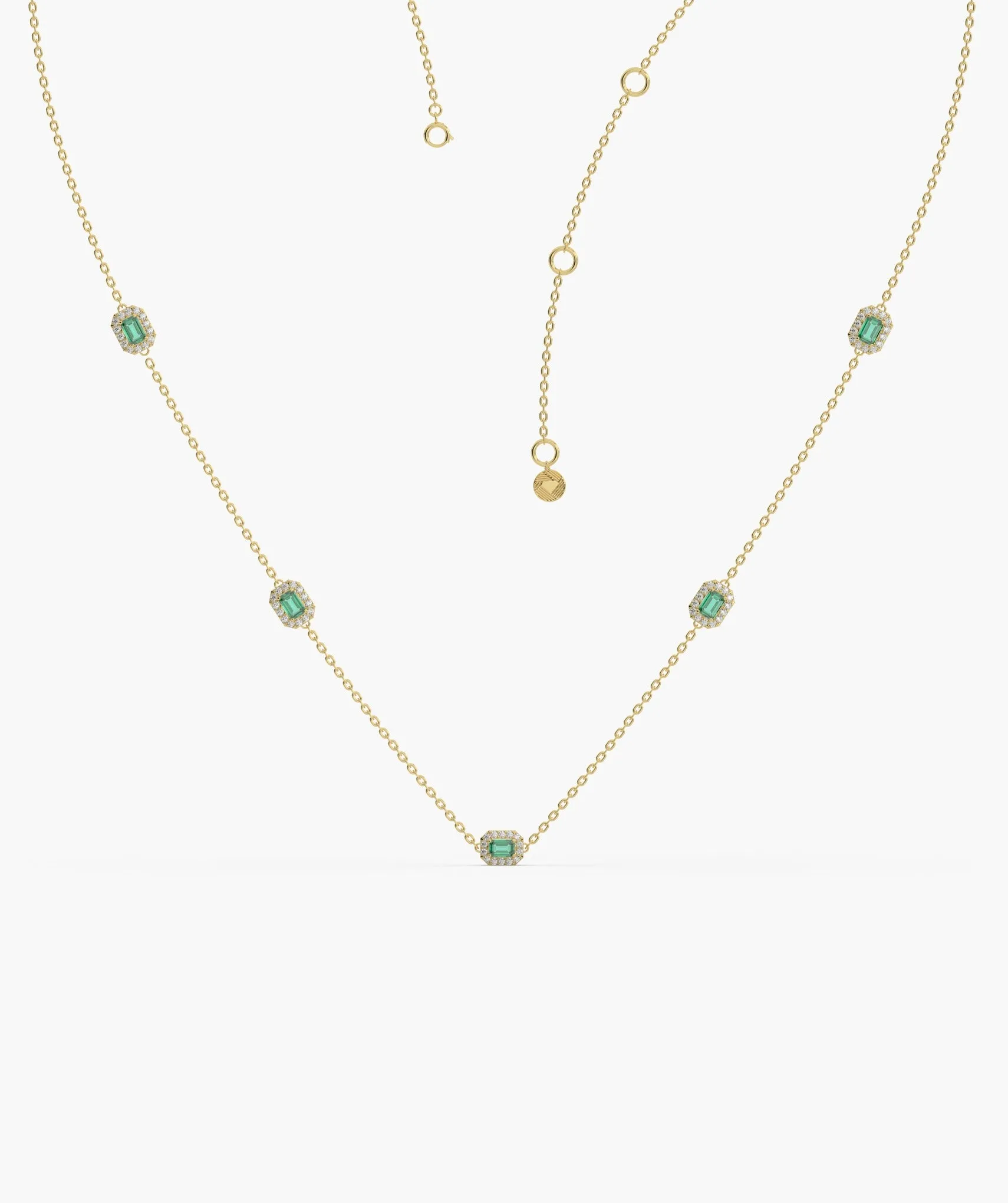 Emerald Elegance Station Necklace