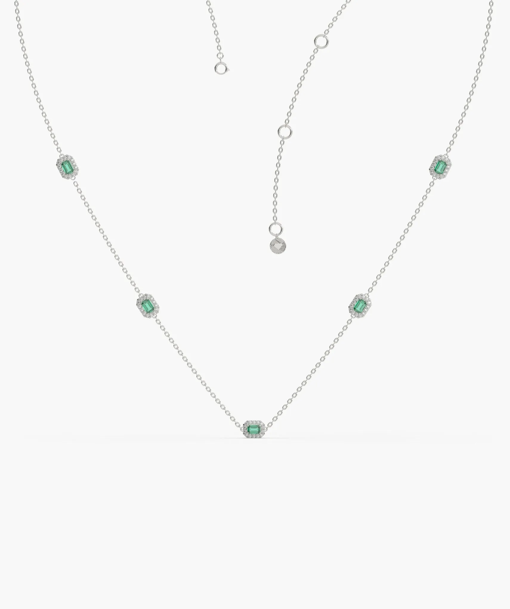 Emerald Elegance Station Necklace