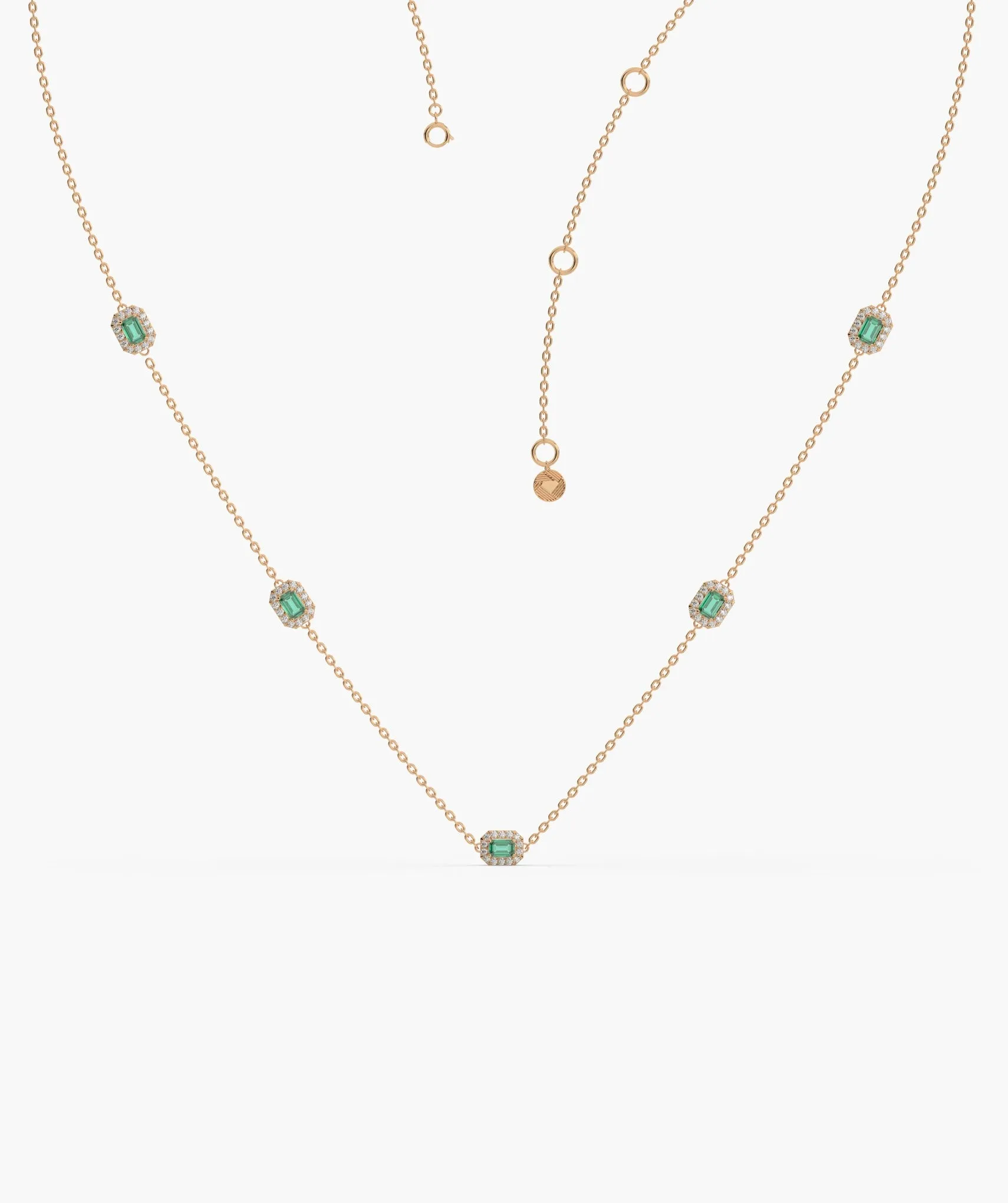 Emerald Elegance Station Necklace