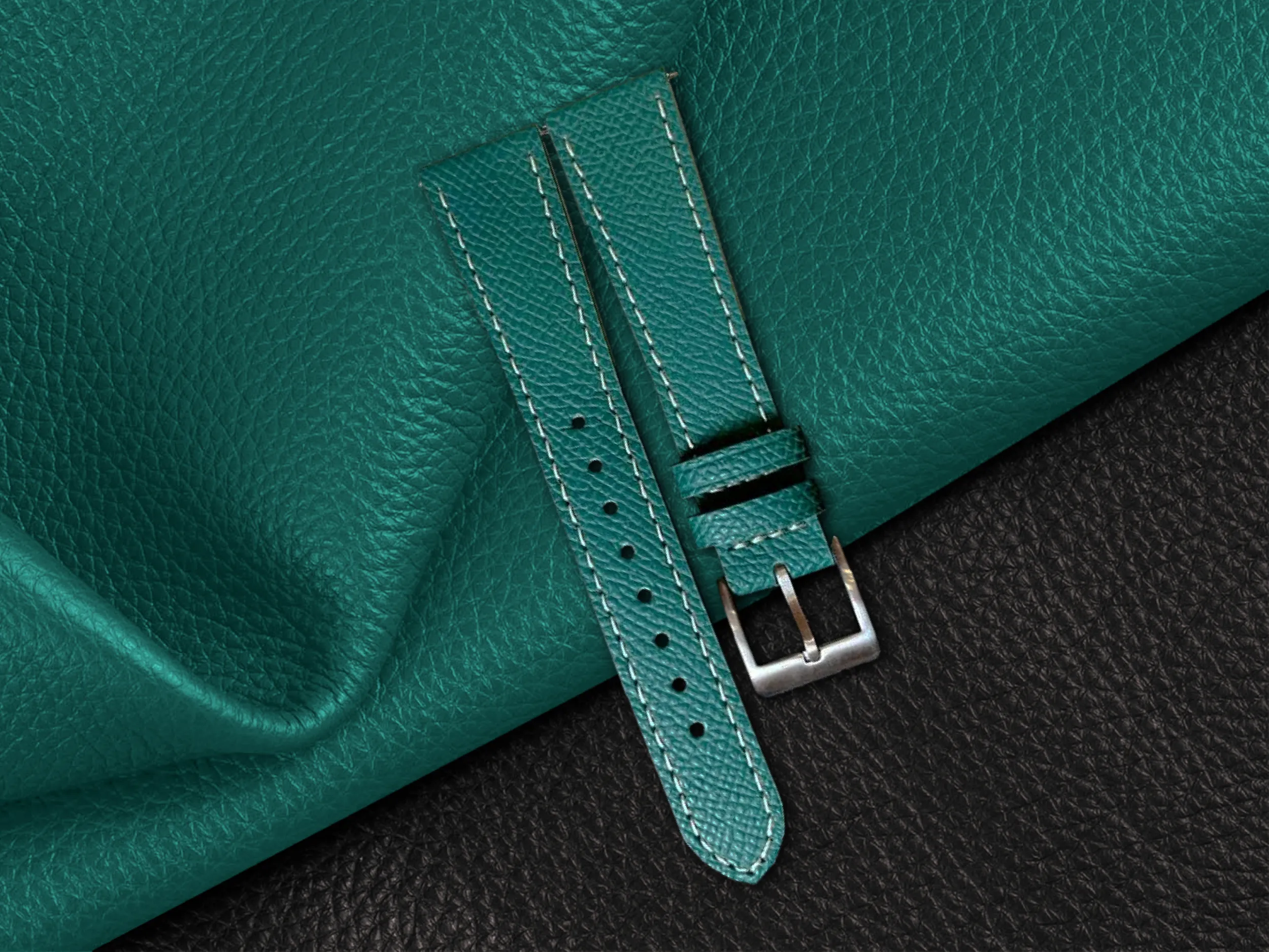 Emerald Green Epsom Leather Slim Apple Watch Strap