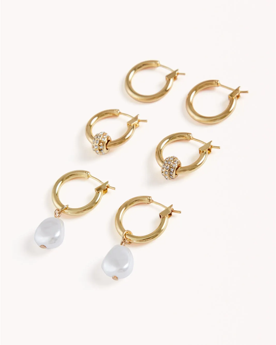 EMMY 3 PACK EARRINGS - GOLD PLATED 18K