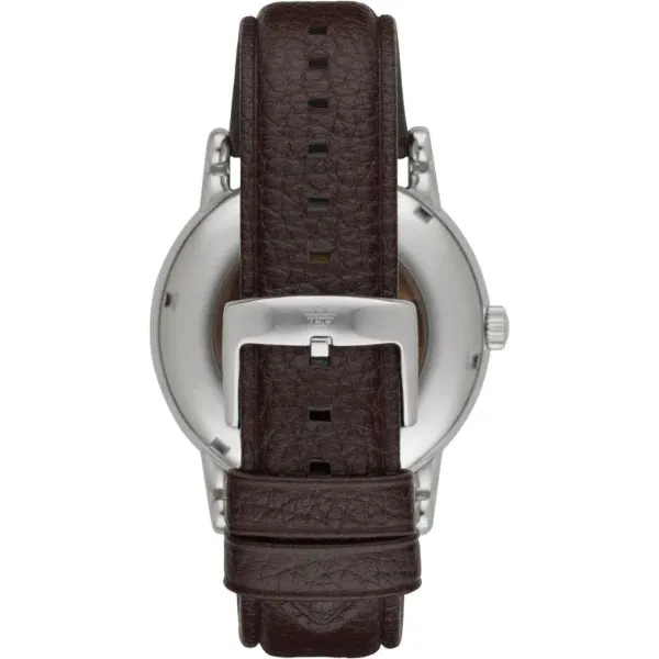 Emporio Armani Meccanico Brown Leather Strap Skeleton Dial Automatic Watch for Gents - AR1982