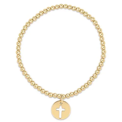 ENewton Classic Gold 3mm Bead Bracelet - Blessed Gold Charm