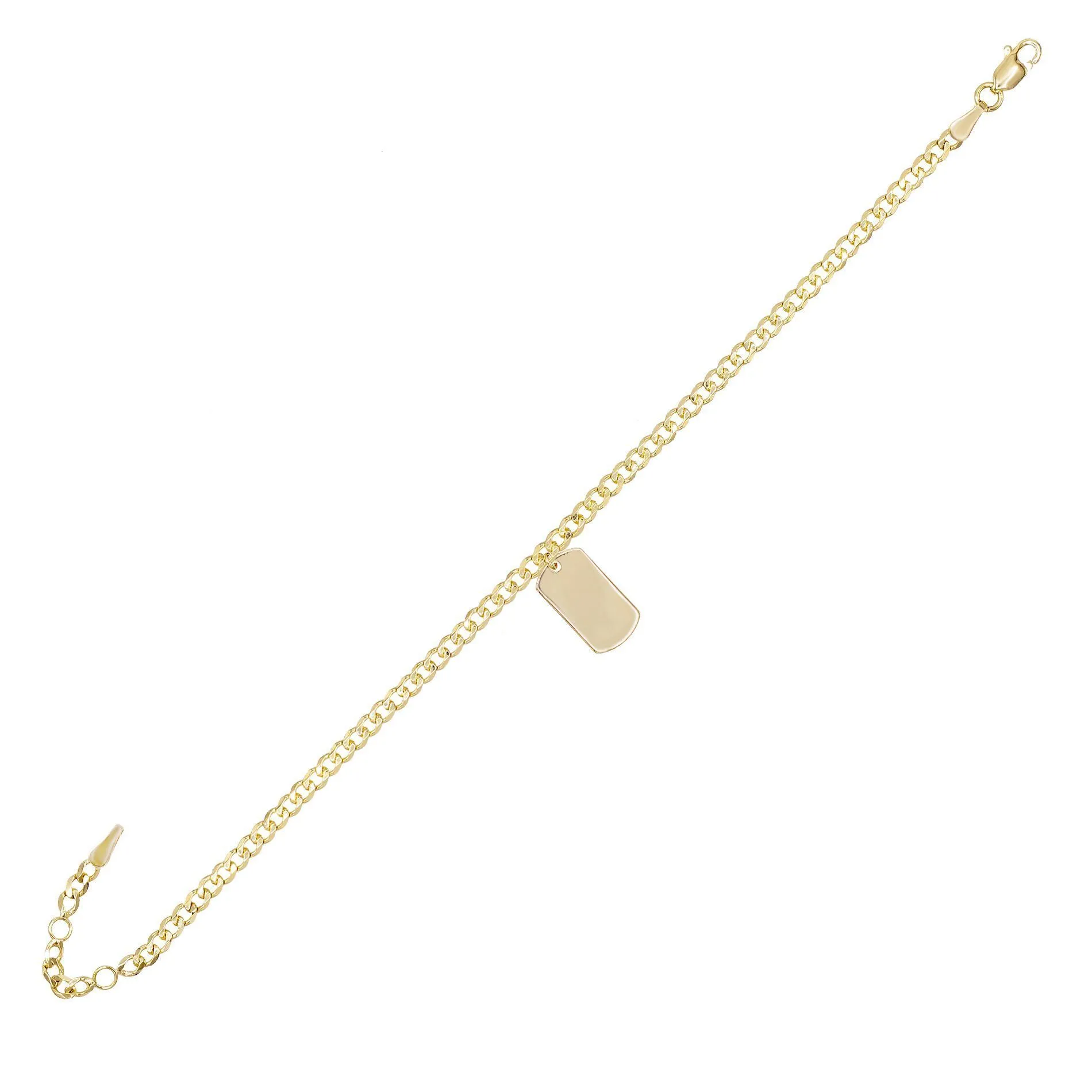Engraved Tag Chain Bracelet 14K