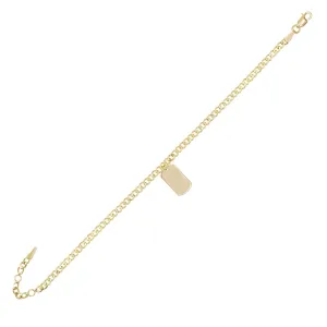 Engraved Tag Chain Bracelet 14K