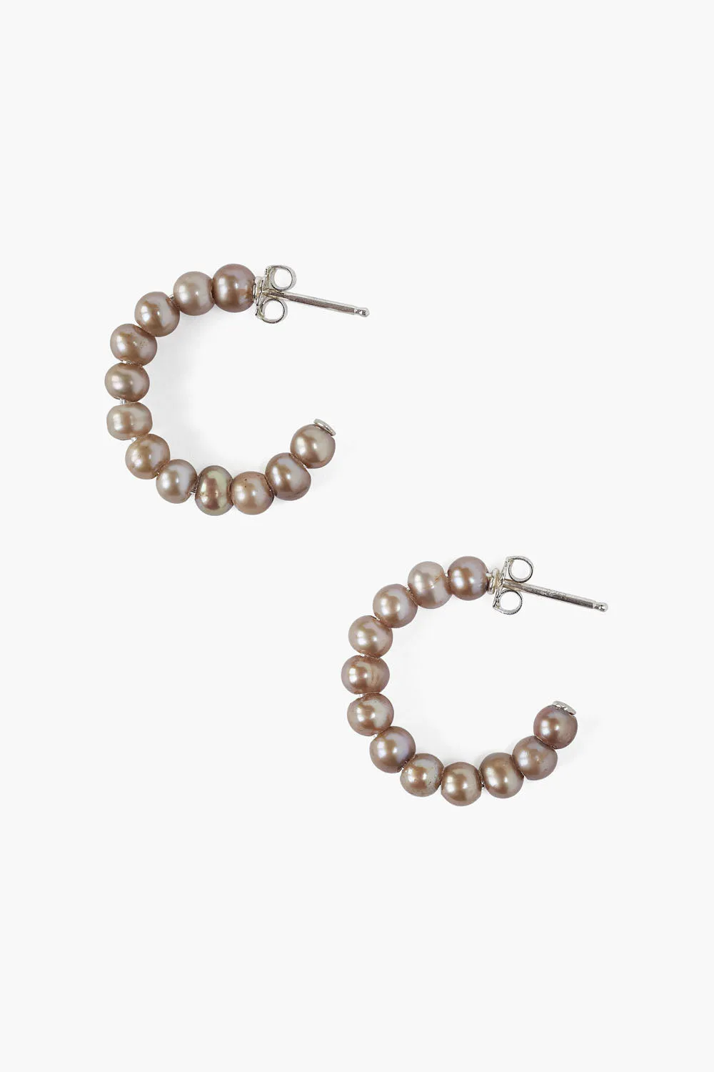 es-5284 taupe pearl hoop earrings