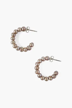es-5284 taupe pearl hoop earrings