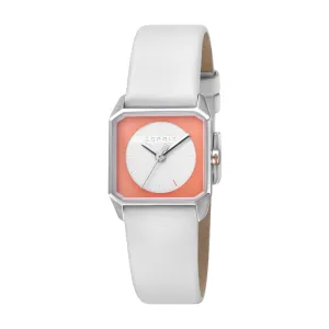 Esprit Ladies Stainless Steel Watch 2Tone Dial & White Leather Strap